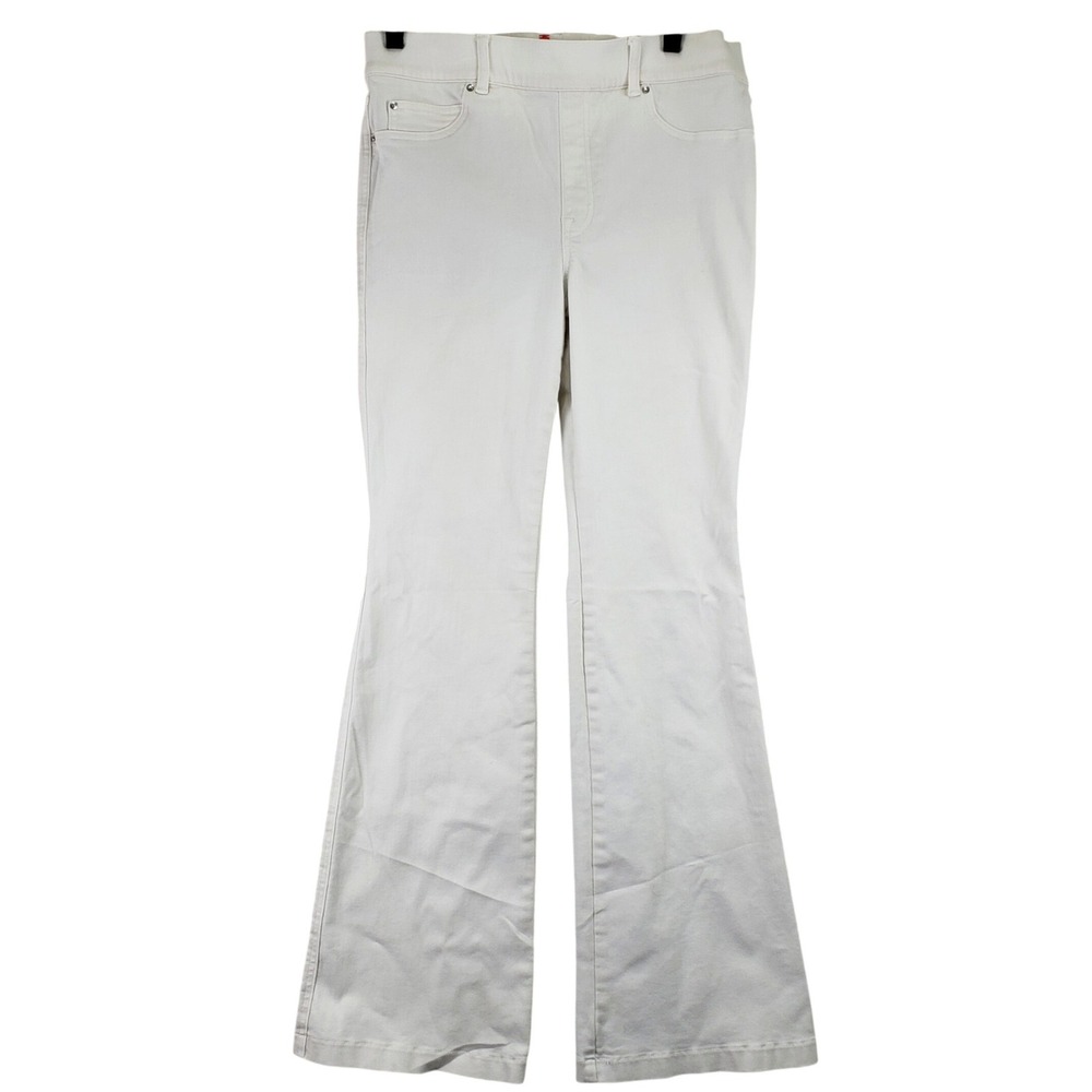 Spanx Flare Jeans Women Large White High Rise Stretch Shaping Bohemian - Picture 1 of 11